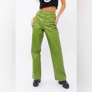 Le Lis Vibrant Green Faux Leather Trousers